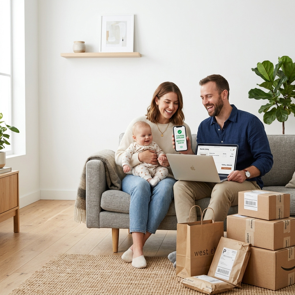Family shopping online at home 202607021439