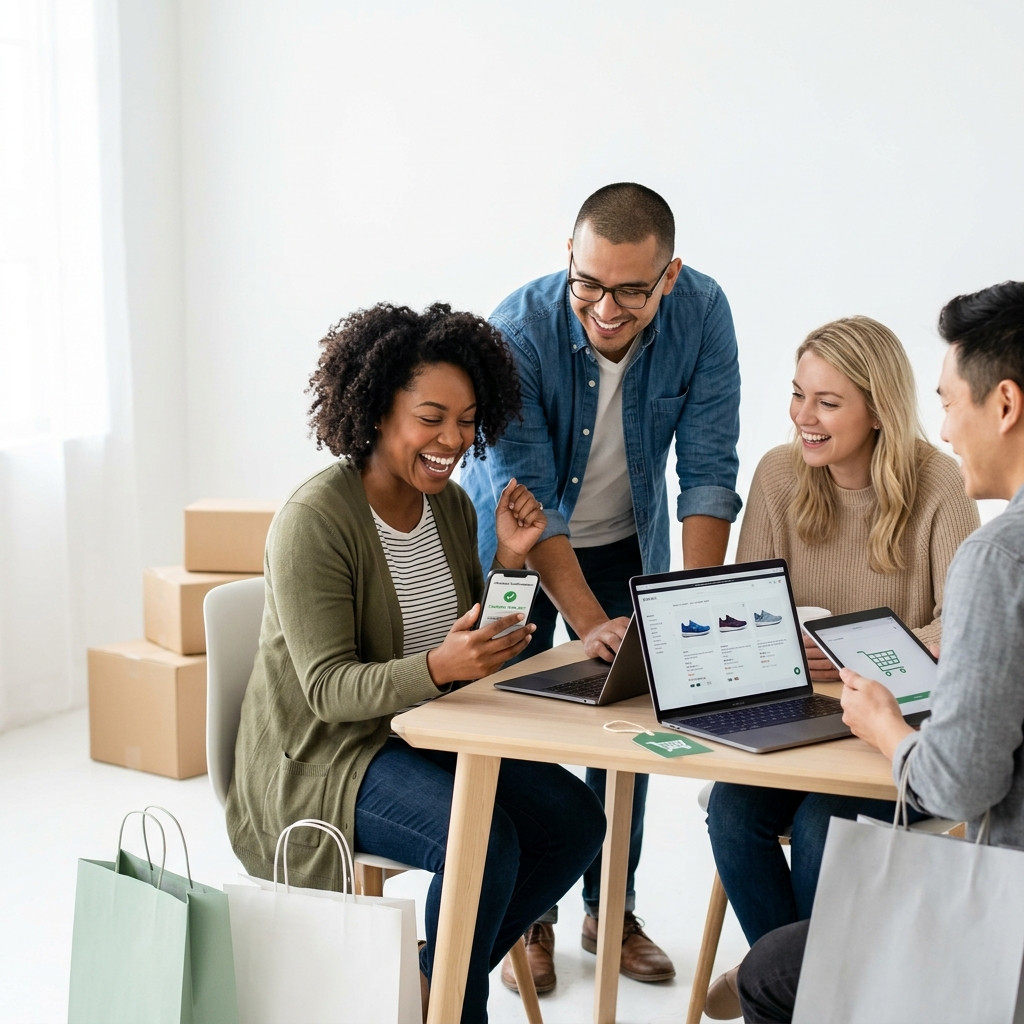 Happy people shopping online 202607021439